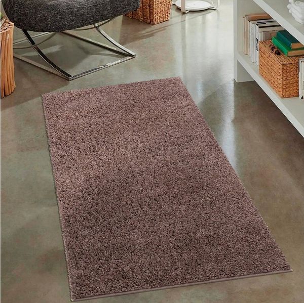 carpet city Shaggy Hochflor Teppich - 80x150 cm - Braun - Langflor Wohnzimmerteppich - Einfarbig Uni Modern - Flauschig-Weiche Teppiche Schlafzimmer Deko