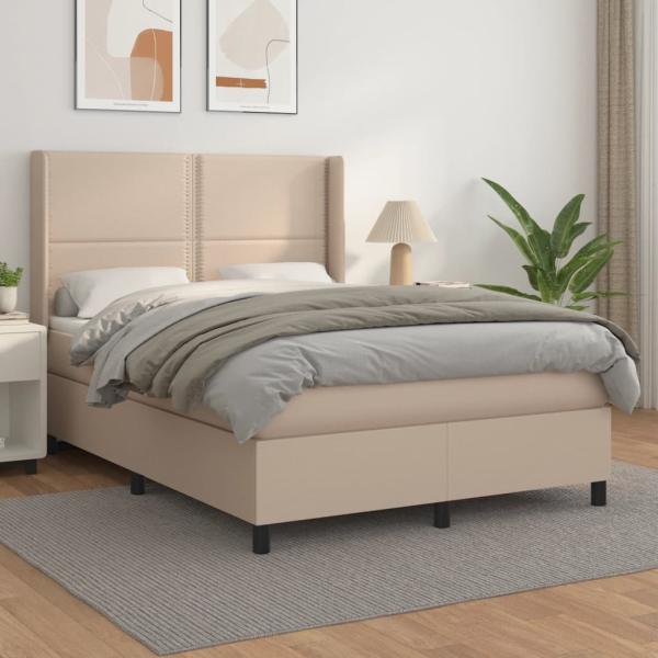 vidaXL Boxspringbett Matratze Cappuccino-Braun 140x190 cm Kunstleder 3132440