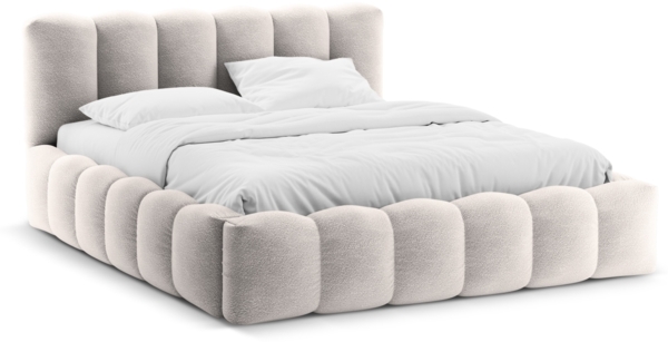 Micadoni Stauraumbett mit Kopfteil Lupine Boucle Baloo Hellgrau 140x200