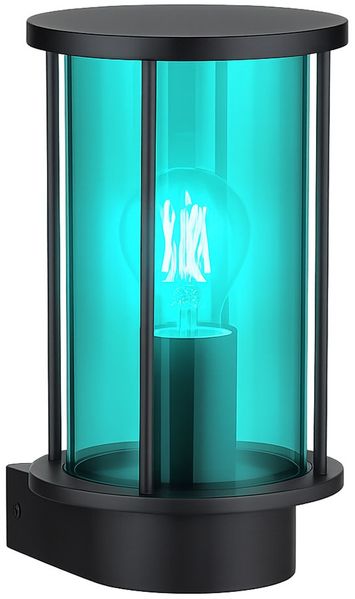 RGB LED Wandleuchte, Laterne, Edelstahl schwarz, Glas rauch, H 25,2 cm
