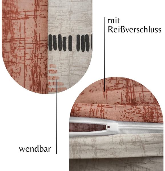 Renforce Bettwäsche mit Reißverschluss - Wendebettwäsche aus 100% Baumwolle, Bohomuster 200 x 200 cm + 2x 80 x 80 cm Bild 4