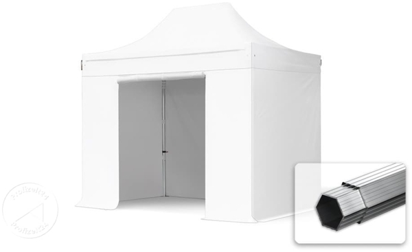 3x2 m Faltpavillon PROFESSIONAL Alu 40mm, Seitenteile ohne Fenster, weiß