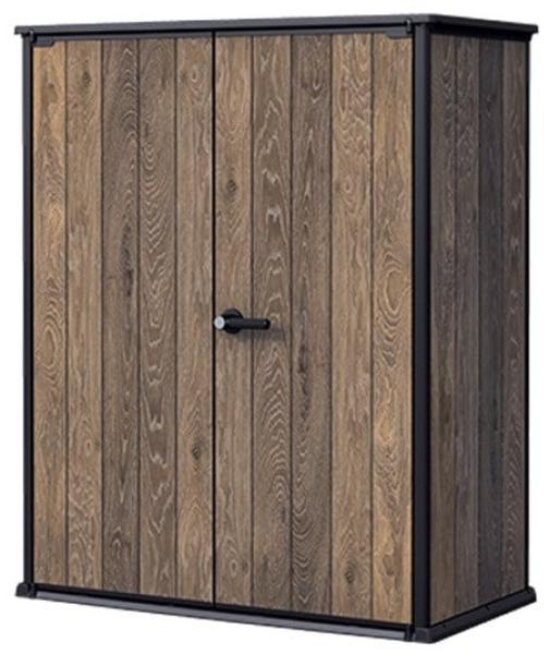 Keter Kunststoff Gartenschrank Signature Walnuss Alto 140 x 73,6 x 170,4 cm braun Holzoptik