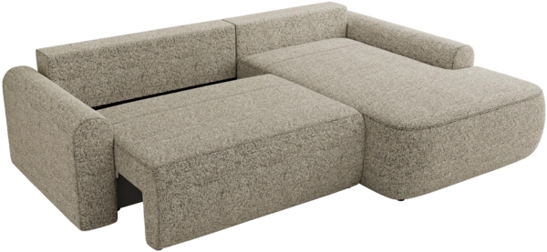 Ecksofa, L-förmiges, lose Kissen, DL-Schlaffunktion, (H 100 x T 187 x B 273 cm) - CUBO L - Struktur Beige - rechte Seite Bild 5