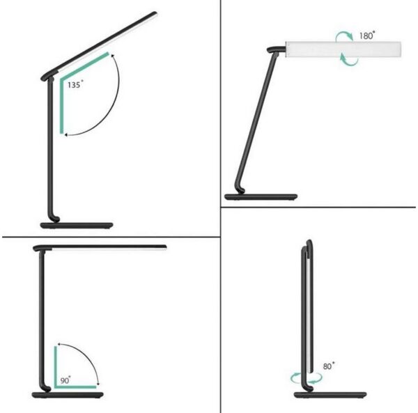 AUKEY LED Tischleuchte Schreibtischlampe LED Dimmbare Tischlampe 5 Helligkeitsstufen Faltbar, LED fest integriert, Warmweiß, Neutralweiß, Tageslichtweiß, USB-Ausgang, Farbtemperatur 3000-6000K, verstellbarer Winkel, Timer