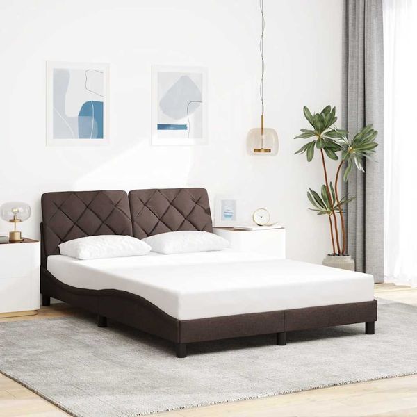vidaXL Bettgestell ohne Matratze Dunkelbraun 140x200 cm Stoff 3310604