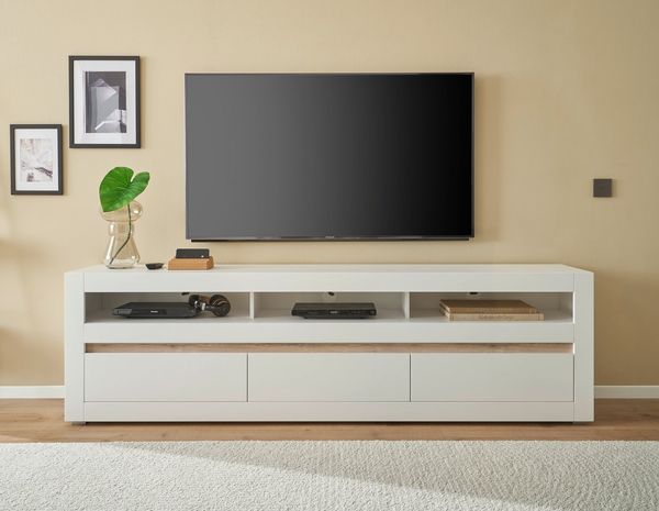 INOSIGN Lowboard Chester, moderner TV-Unterschrank, Kommode mit Stauraum, Weiß Matt (1 St), austauschbare Blende in Griffleiste, zeitloses Design, 217 cm breit