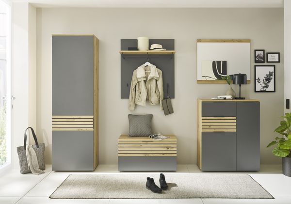 Garderoben-Set >Melisande< in Grau-Eiche Artisan Nachbildung