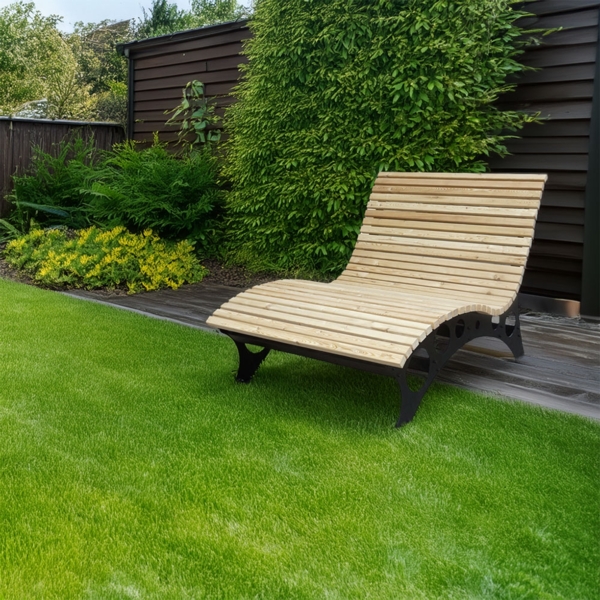 HOME DELUXE 'TAIGA' Wellenholzliege, Lärchenholz natur, 120 x 157 x 114 cm