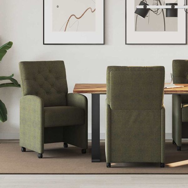 vidaXL Esszimmerstühle mit Rollen 2 pcs Armeegrün 58 x 67 x 97 cm 42017864