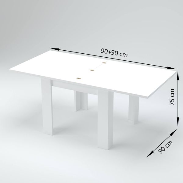 Dmora Ausziehbarer Tisch Airin, zusätzliche Küchenkonsole, ausziehbarer Tisch, 100 % Made in Italy, 90 x 90 x 75 cm, Grau, Bild 5