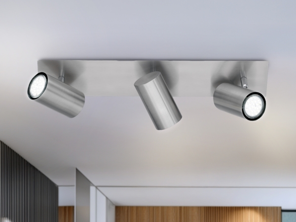 LED Deckenstrahler Silber 3-flammig, Breite 48cm