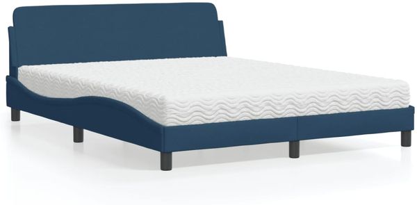 vidaXL Bett mit Matratze "Dover" Blau 160x200 cm Stoff 3208430