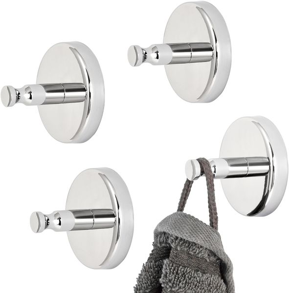 Bad-Serie LUCENTE - Handtuchhaken 4er Set, aus Edelstahl verchromt