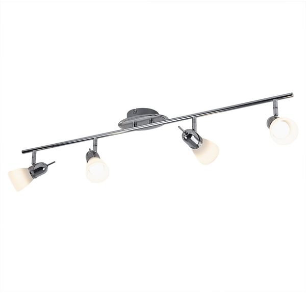 LED Deckenstrahler aus Chrom und Glas, Länge 95 cm