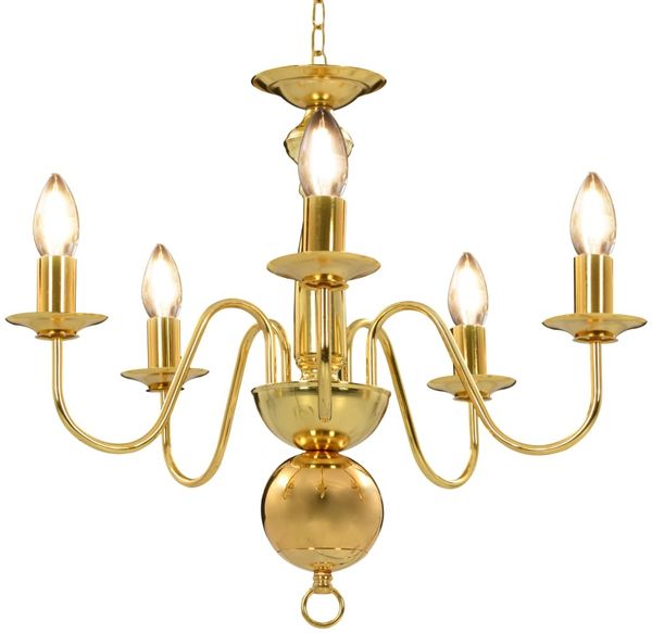 vidaXL Kronleuchter Golden 5 x E14-Glühbirnen 281617