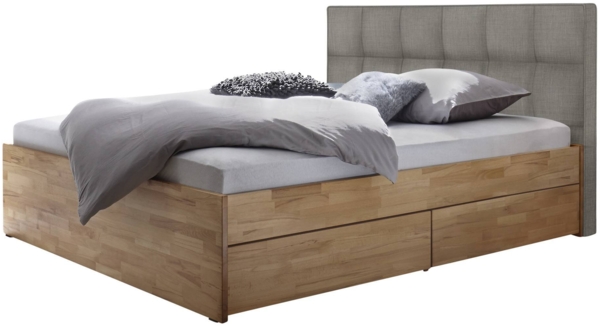 Hasena pronto - Wood Otello Massivholzbett 180x200 Kernbuche natur, geölt 335-Pepe grey