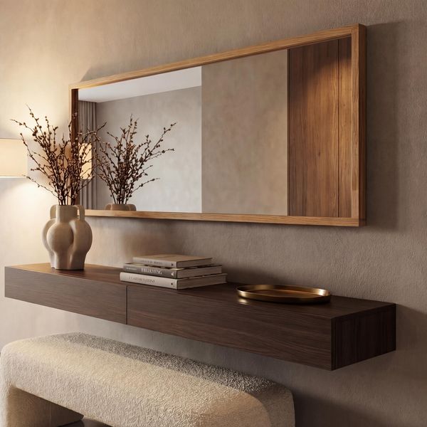 MCA Spiegel HWC-P56, Wandspiegel Garderobenspiegel Flurspiegel, 120x50x2cm Glas Massiv-Holz Eiche