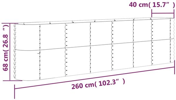 vidaXL Hochbeet Verzinkter Stahl 260x40x68 cm Anthrazit 318906 Bild 6