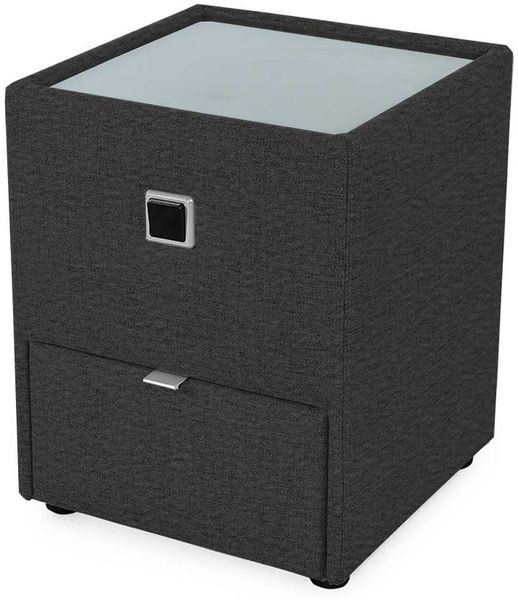 Nachttisch Lukas / Lancy, Stoff, Schwarz, 43 x 53 x 43 cm