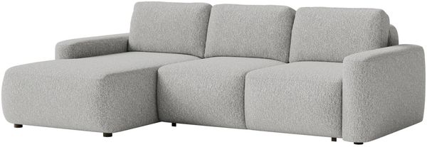 Selsey 'Carnos Mini' Ecksofa mit Schlaffunktion, Ottomane links, Chenille Hellgrau