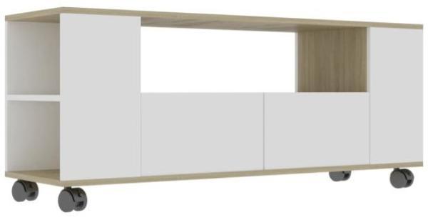 vidaXL TV-Schrank Weiß Sonoma-Eiche 120 x 35 x 43 cm Spanplatte