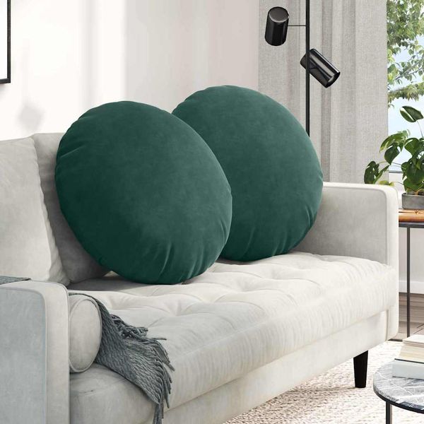 vidaXL Sitzkissen 2 pcs Dunkelgrün Ø60 x 21 cm Samt 42014213
