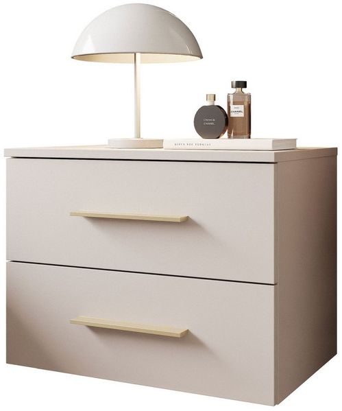 Lookway Nachttisch LINA 2S Kaschmir Hängender Nachttisch mit LED-Beleuchtung (1x Nachttisch), Breite: 55 cm