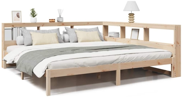 vidaXL Massivholzbett mit Regal ohne Matratze 200x200 cm Kiefernholz 3324305