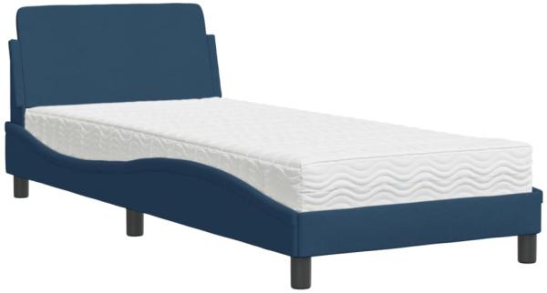 vidaXL Bett mit Matratze "Dover" Blau 90x200 cm Stoff 3208330
