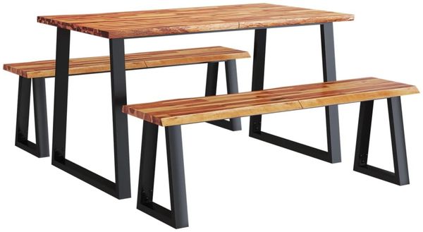 vidaXL 3-tlg. Essgruppe Baumkante Massivholz Akazie 3157525 Bild 2