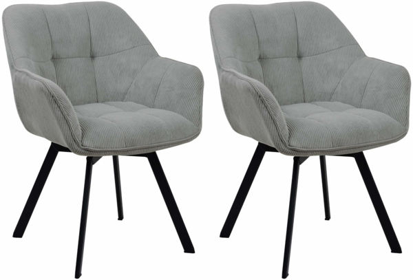 CLP 2er Set Esszimmerstuhl Jordi Cord,grau