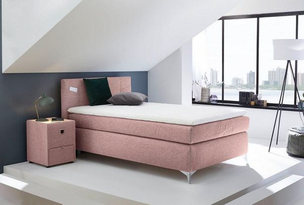 Jockenhöfer Gruppe Boxspringbett Nora erhältlich in den Größen 100,120 & 140cm, mit Topper und höhenvariablem Kopfteil