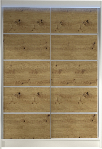 Kleiderschrank Lino IV, mit RGB LED Beleuchtung, Farbe: Weiß / Artisan Eiche