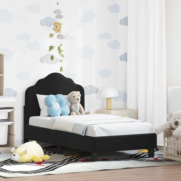vidaXL Kinderbettgestell mit Kopfteil Schwarz 70 x 140 cm Samt 42010931