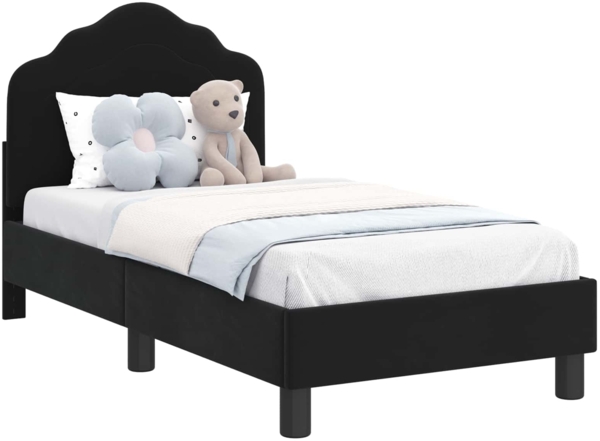 vidaXL Kinderbettgestell mit Kopfteil Schwarz 70x140 cm Samt 42010931