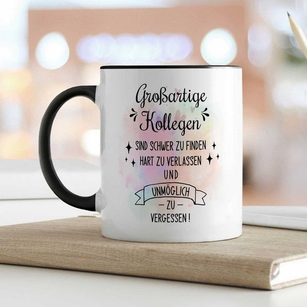 GRAVURZEILE Tasse mit Spruch - Großartige Kollegen - Abschiedsgeschenk für die Kollegen, Keramik, Farbe: Schwarz & Weiß
