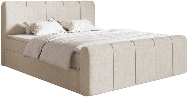 Selsey 'Cloudy II' Boxspringbett mit Bettkästen und Topper Chenille Hellbeige, 200x200 cm