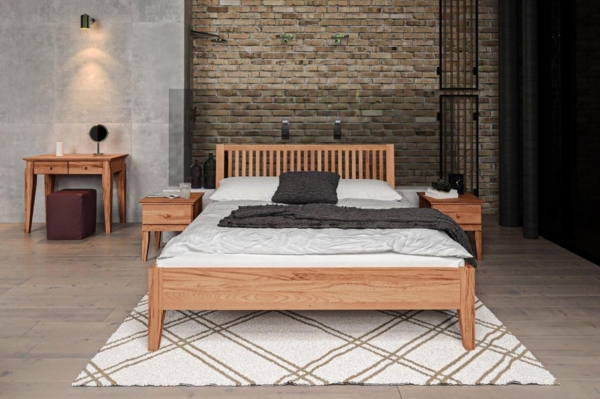 Schlafzimmerbett Bett Massivholzbett LENNES Nr. 2 Buche 180x220 cm Bild 3