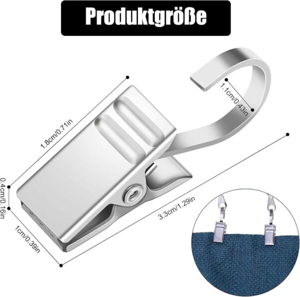 FELIXLEO Gardinenstange Vorhang Clips Metall Klammern mit Haken Duschvorhang Silber