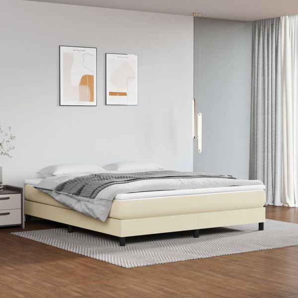 vidaXL Boxspringbettgestell Creme 160x200 cm Kunstleder 3120708