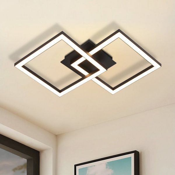 ZMH LED Deckenleuchte Wohnzimmer Modern 2 Flammig 24W Deckenlampe Küche - Warmweiß, Augenschutz, LED fest integriert, 3000k, Schwenkbar