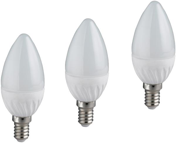 E14 LED 3 Stk. - 4 Watt, 320 Lumen, 3000 Kelvin warmweiß, Ø3,7cm - nicht dimmbar