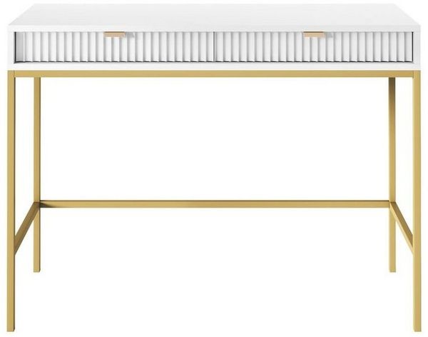 MOEBLO Schminktisch Light T104 (Dekorative gerillte Front Frisiertisch, Schminktisch, Kosmetiktisch), (B 104 cm / H 78 cm / T 50 cm)