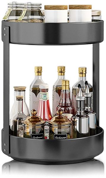 CALIYO Gewürzregal Gewürzregal, ein Großes Küchenregal aus Edelstahl um 360° Drehbar, ein Multifunktionales Lagerregal zur Aufbewahrung von Gewürzen