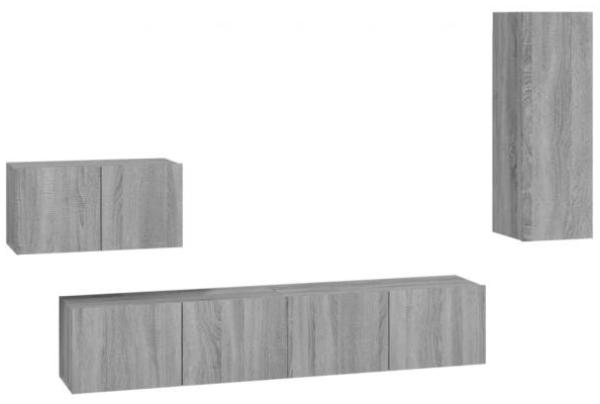 4-tlg. TV-Schrank-Set Grau Sonoma Holzwerkstoff [3114340]