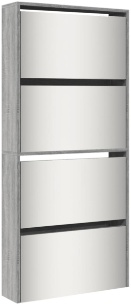 vidaXL Schuhschrank mit Spiegel 4 Fächer Grau Sonoma 63x17x134 cm 3228278