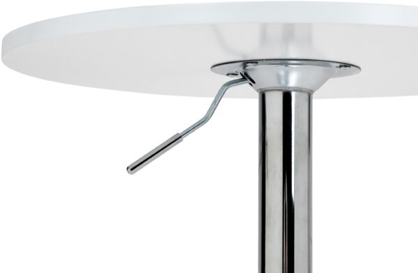 2in1 Stehtisch Höhenverstellbar Ø 60cm CHERI - 106cm Hoch, Metall Gestell | Bistrotisch Gastro Bartisch Rund Wetterfest Outdoor Indoor Camping Bistrotisch Balkonmöbel, Weiß-Silber