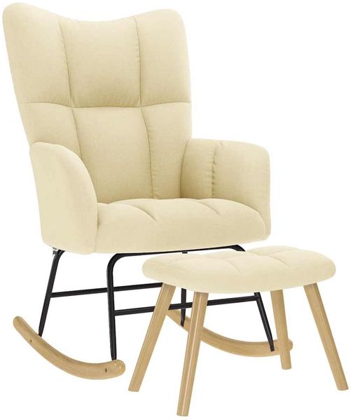 vidaXL Schaukelstuhl mit Fußhocker Creme Stoff 4016807