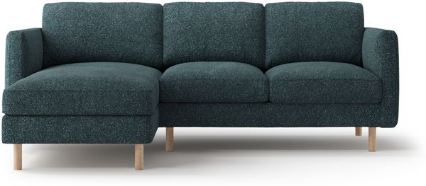 Micadoni Ecksofa Eden 3-Sitzer Links Strukturierter Stoff Grün Blau Melange